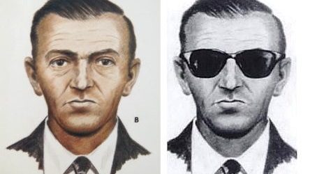 The FBI's second composite sketch of the D.B. Cooper hijacking suspect, drawn in fall 1972 based on conflicting witness descriptions