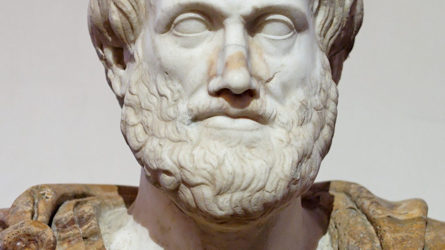 Marble bust of Aristotle, a Roman copy of a Greek bronze original by Lysippos, housed at the Palazzo Altemps in Rome